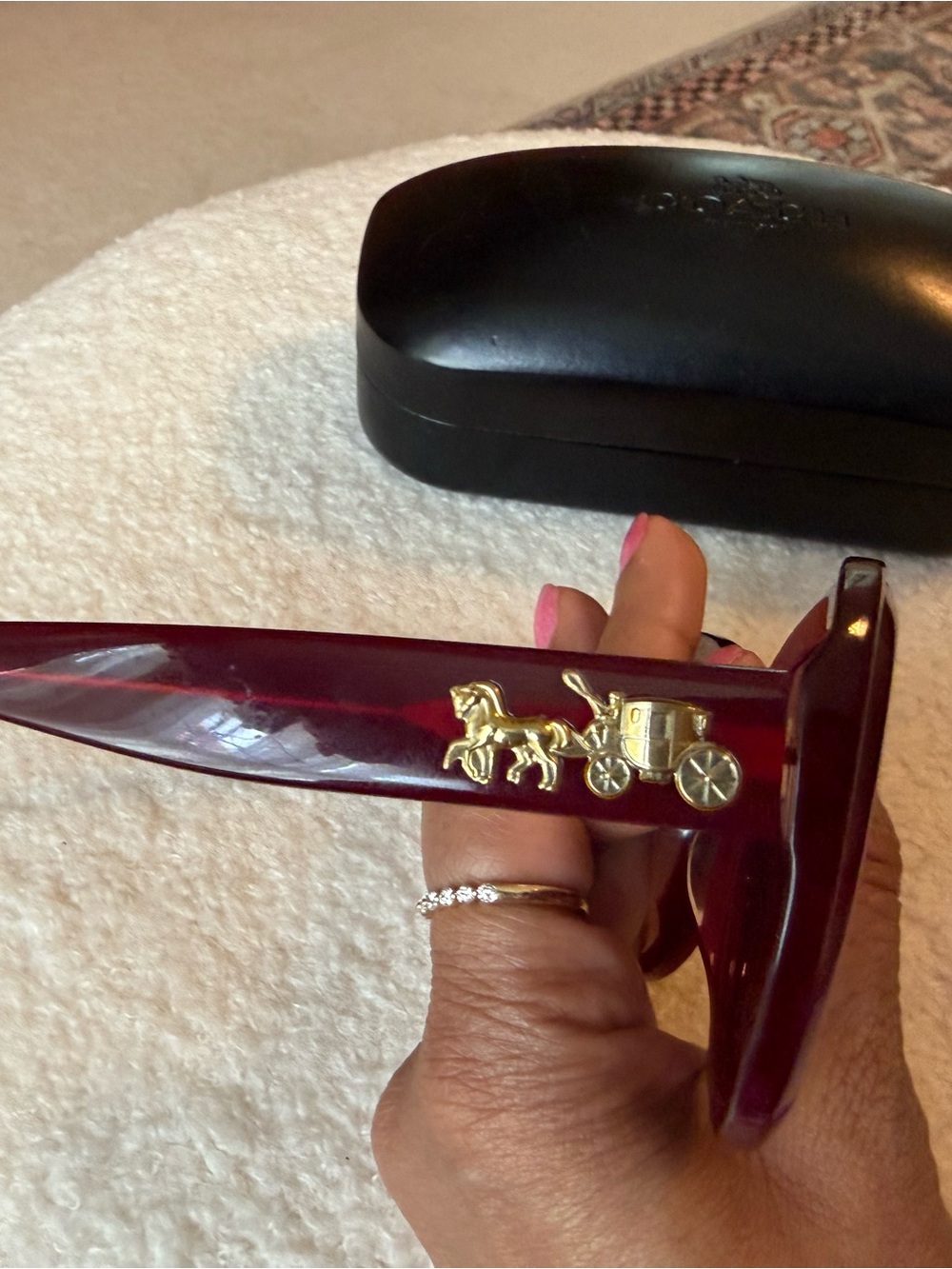 Coach Women's Oversized Sunglasses in Burgundy - Picture 4 of 6